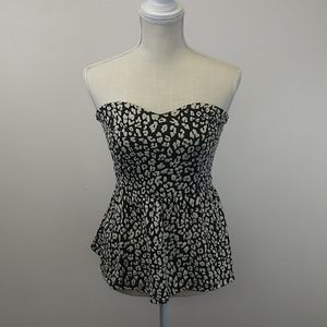 Macy's Material Girl Black and White Sweetheart Pepblum Top